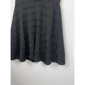 Free People Black Textured Fit & Flare L Mini Dress Deep V Back 0 Boho Chic thumbnail 7