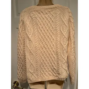 The Irish‎ Store Aran Cable Knit Sweater 100% Wool Cream Women’s Pullover Sz S thumbnail 2