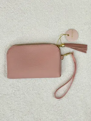 ELIZABETH Personalized Blush Pink Vegan Pebbled Leather NWT Wristlet from Chosen thumbnail 5