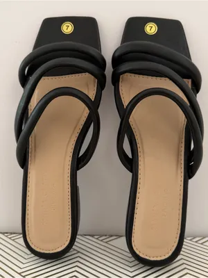 Black Triple-Strap Slide Women’s Sandals - Comfortable Everyday Style Size 7 thumbnail 3