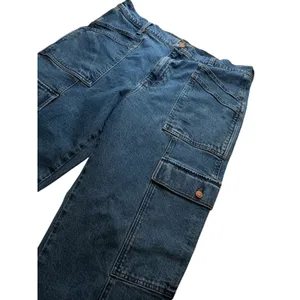 Madewell 90s Straight Cargo Jeans Womens 31 Blue Medium Wash Utility Denim Pants thumbnail 11