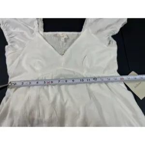 Bohme White Cottagecore Puff Sleeve Dress M Smocked Babydoll NWT Tiered thumbnail 14