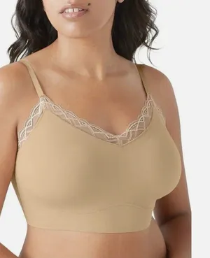 True & Co Lace Wireless Bralette Tan thumbnail 1
