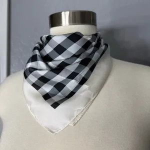 H by Halston Checkered Bandana, One Size, Black/White thumbnail 2