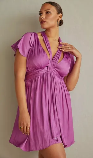 Anthropologie Deep V-Neck Vibrant Mini Dress in purple size 0 women’s thumbnail 1
