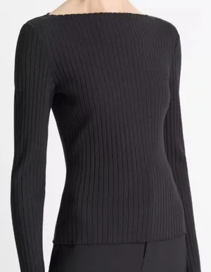 Abercrombie & Fitch Black Slash Rib Knit Sweater Top thumbnail 2