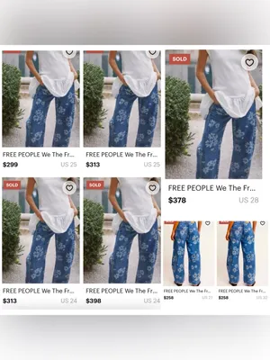 NWT Free People We The Free Good Luck Printed Barrel Jeans - laser Daisy - 33 thumbnail 10