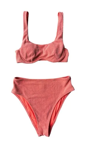 PINK by Victoria’s Secret Coral Sparkle Wave Bikini Swimsuit S/M thumbnail 1