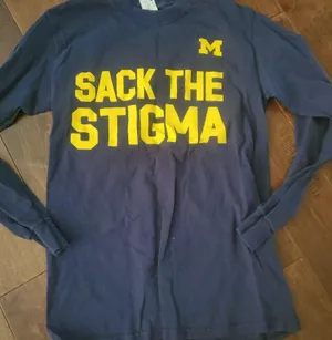 University Of Michigan Gildan Navy Long Sleeve with Yellow Michigan Size Small thumbnail 1
