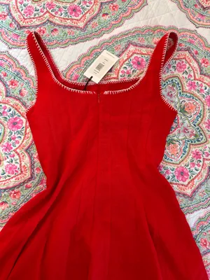 7 for all mankind linen red midi dress thumbnail 7