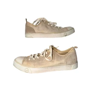 UGG Linen Canvas Lace Up Sneakers Beige Casual Comfort‎ Shoes Women 8.5 Metallic thumbnail 2