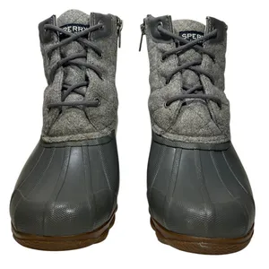Sperry Saltwater Grey Quilted Wool Waterproof Duck Boots STS81993 Women 7.5M thumbnail 5
