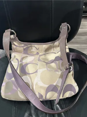 Coach Penelope Optic Signature sateen and leather crossbody bag lavender khaki thumbnail 5