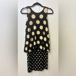 Maeve by Anthropologie Womens Davina Polka Dot Midi Dress V-Neck Black Tan XS‎ thumbnail 2