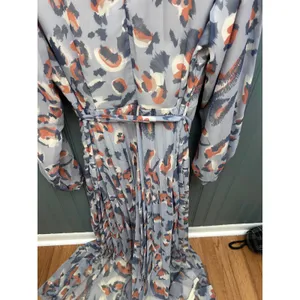 Lévi d'or‎ Women's Size 44 Leopard Print Maxi Dress Long Sleeve Pleated thumbnail 5