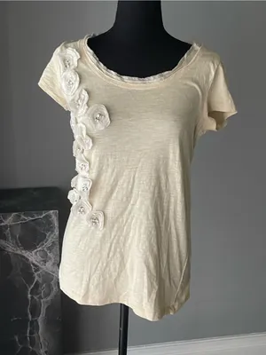 Ann Taylor Loft off White Embellished Shirt thumbnail 1
