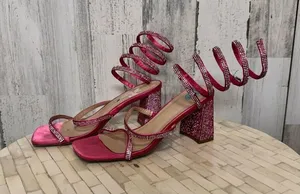 Spiral rhinestones strappy block heels size 6 thumbnail 1