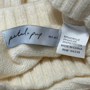 Petal & Pup Women's Cream Long Sleeves Ribbed Turtle Neck Pullover Sweater Top S thumbnail 4