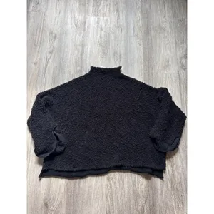 Free People Found My Friend Black Boucle Oversized Sweater‎ Womens Size Small thumbnail 2