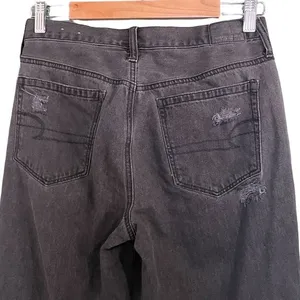 American Eagle Jeans Size 6 Black Ripped Distressed High Rise Straight Leg Y2K thumbnail 4