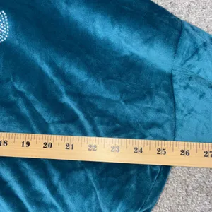 Juicy Couture Velour Cropped Hoodie‎ Women L Blue Rhinestone Logo Y2K McBling thumbnail 7
