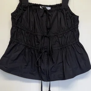 NWT SALTED HOUSES Boutique Black Sleeveless Bow Tie Top Medium thumbnail 5