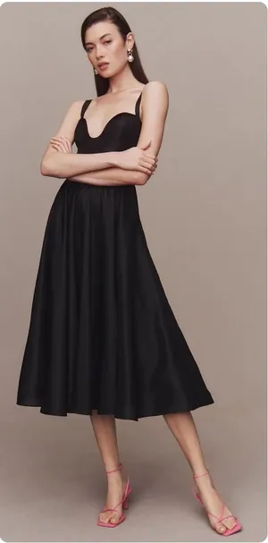 Hutch Anthropologie Womens Sweetheart U-Neck‎ Smocked Bodice Midi Dress Size 8 thumbnail 1