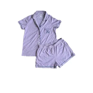 New Rare Roller Rabbit Monkey Embroidered Polo PJ Pajama Shorts Shirt Lavender M thumbnail 5