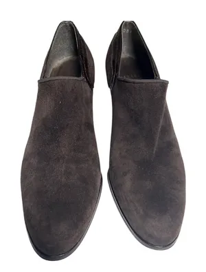Stuart Weitzman‎ High-Vamp Suede Heeled Loafers Ankle Booties thumbnail 1