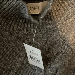Loft Cable Knit Mock Neck Sweater in Gray thumbnail 3