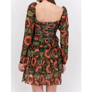 NWT Beulah Style Naiya Floral Dress XS Green Garden Party Fall Ruffle Wedding thumbnail 3