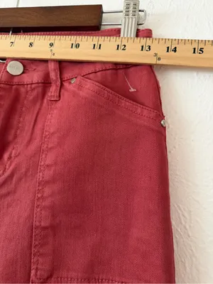 RISEN Jeans Women’s 0/24 Brick Red High Rise Flare Patch Pocket Denim Pants thumbnail 7