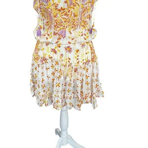 Poupette St Barth Anais Orange Nemesia Floral Mini Dress Resort XS thumbnail 5