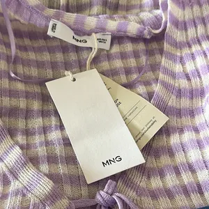 Mango NWT KNITTED CROPPED CARDIGAN STRIPED PURPLE WHITE LIGHTWEIGHT TIE DETAIL thumbnail 9