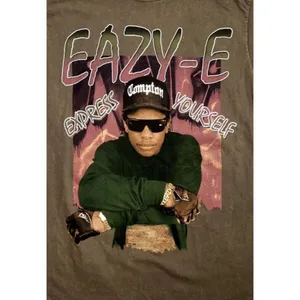 Eazy E Express Yourself Vintage Style Unisex T Shirt Short Sleeve Small Brown thumbnail 3