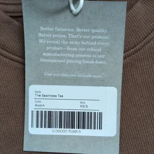 Everlane The Seamless Tee Acorn (Brown) Cropped Short Sleeves Crew Neck XS/S New thumbnail 9