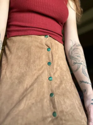Tan Suede Skirt Brown thumbnail 6