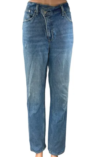 Abercrombie & Fitch 90's Straight Women's Blue Ultra High Rise Denim Jeans Sz 28 thumbnail 1