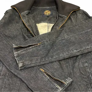 Talbots Vintage Dark Wash Denim Moto Jacket Ribbed Knit Collar Size 16W thumbnail 2