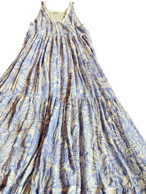 Intimately Free People Purple Cream Floral Tiered Maxi Dress Swing X-Small thumbnail 5