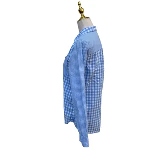 J.Crew Boy Shirt 8‎ Blue White Mixed Gingham Check Button Down Cotton Preppy thumbnail 4