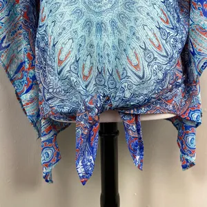 DressBarn Boho Sheer Front Tie Blouse Large Coverup Patriot thumbnail 2