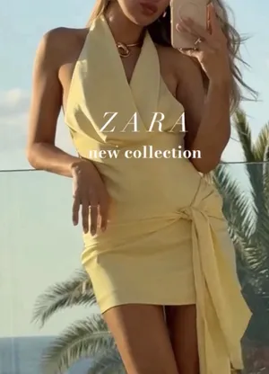 Zara Yellow Satin Silky Halter Mini Dress Kate Hudson Low Back Summer 90s Y2K thumbnail 1