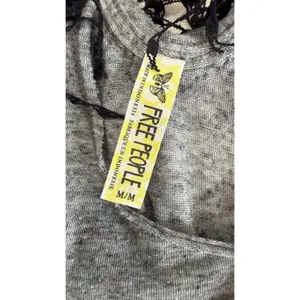 Free People Gray Heathered Fringe Trim Sleeveless Tank Top Medium thumbnail 3