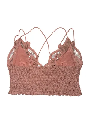Free People Adella Lace Bralette Dusty Rose Rosewood Mauve women’s size medium thumbnail 2