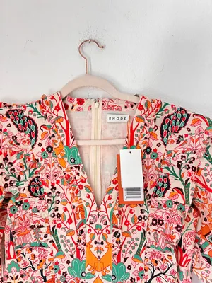 NWT Rhode Millie Mini‎ Dress Aura Jungle Print 100% Organic Cotton Size 2 thumbnail 5