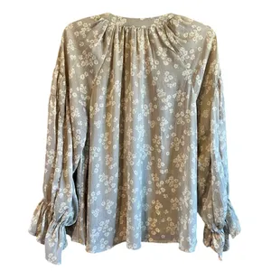 Blu Pepper‎ Size M Emily Khaki Floral Long Sleeve Boho Blouse Tan-Fall Fashion thumbnail 6