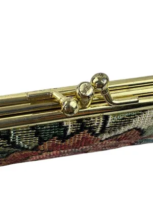 *Vintage Floral Tapestry Wallet Kisslock Bi-Fold Credit Card Check Book thumbnail 9