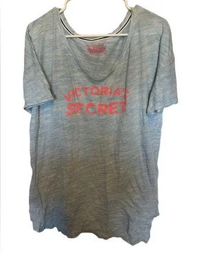 Victoria’s Secret blue short sleeve logo pajama shirt size large thumbnail 1