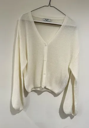 NA-KD Cream Knit Cardigan thumbnail 1